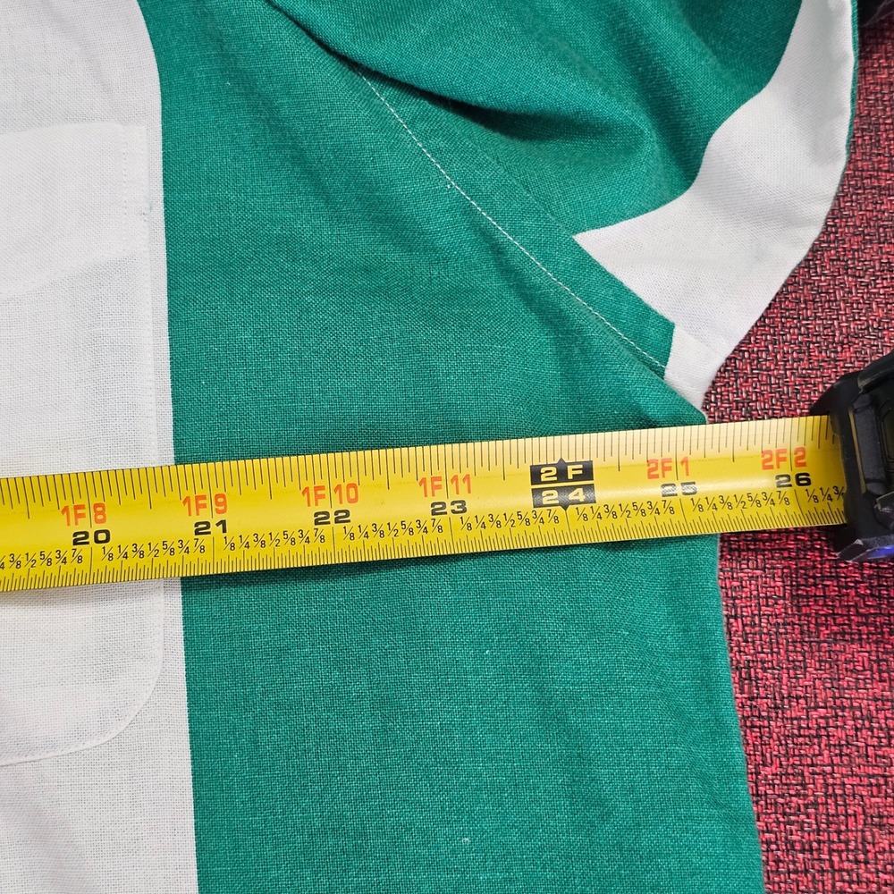 Vintage Tommy Hilfiger Button Down Shirt XL Green White Striped Crest Logo 90s - Picture 8 of 10